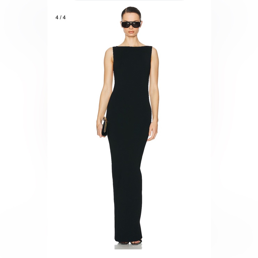 HELSA Lanli Knit Dress black open back maxi gown column sheath FWRD Revolve S - Picture 4 of 14